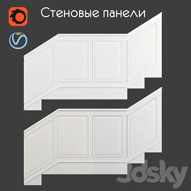 Wall panels set 1 3D Model