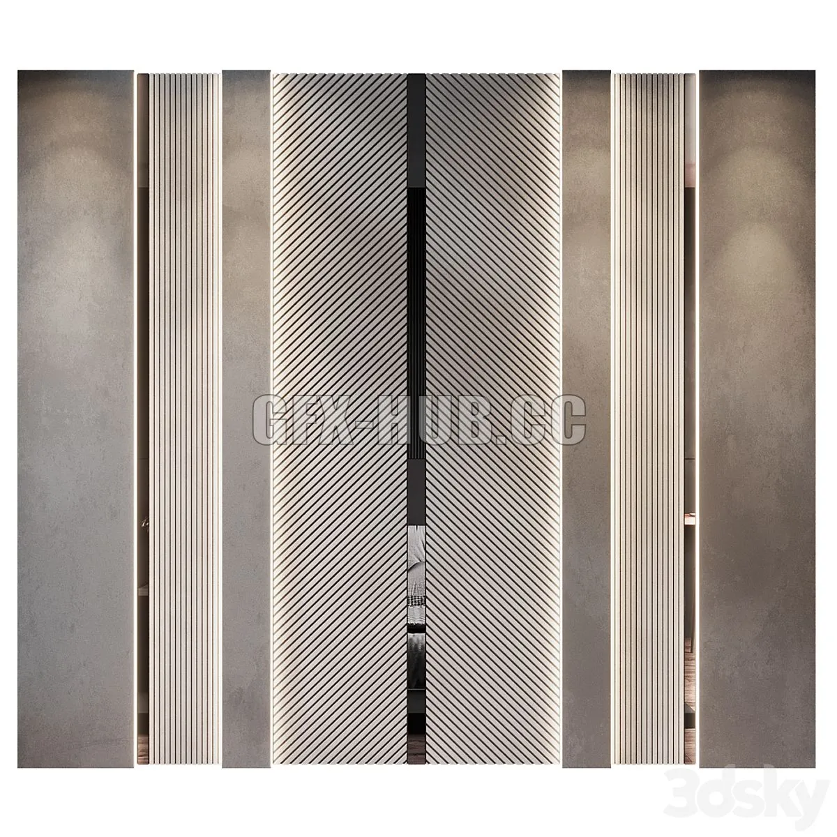 Wall Panels Set 196 3D Model Wall Panels Set 196 3D Model