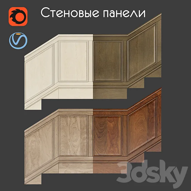 Wall Panels Set 4 3dmodel - 3dsky