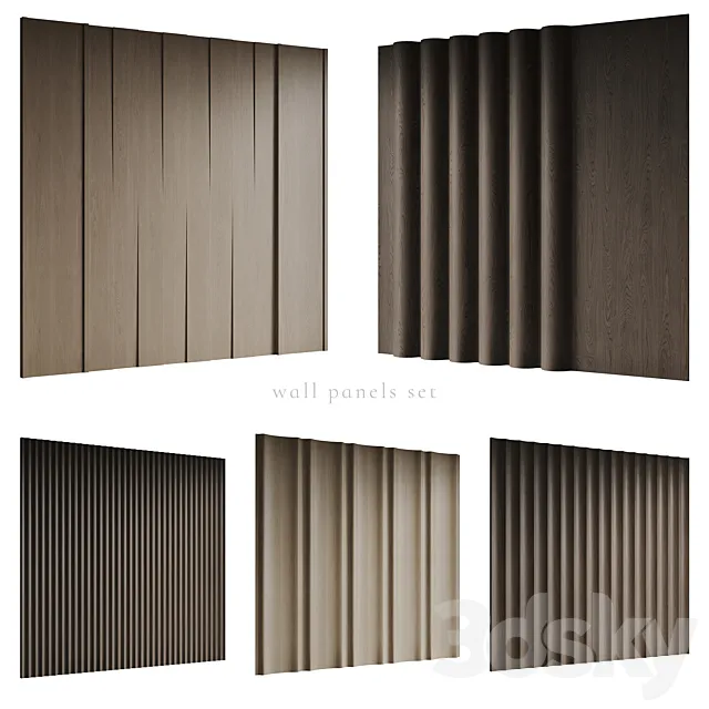 Wall panels set Modern 3D Model