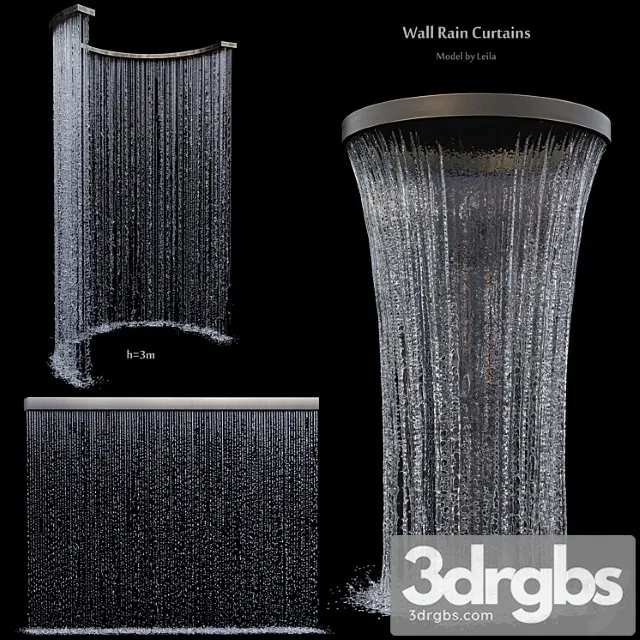 Wall rain curtain waterfall 3D Model Download