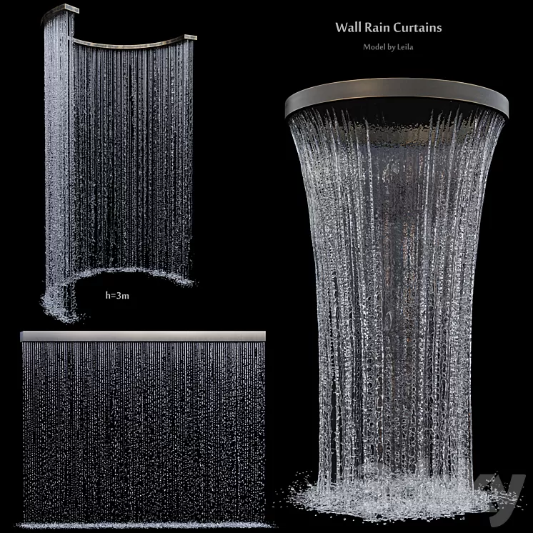 Wall rain curtain waterfall 3D Model Wall rain curtain waterfall 3D Model