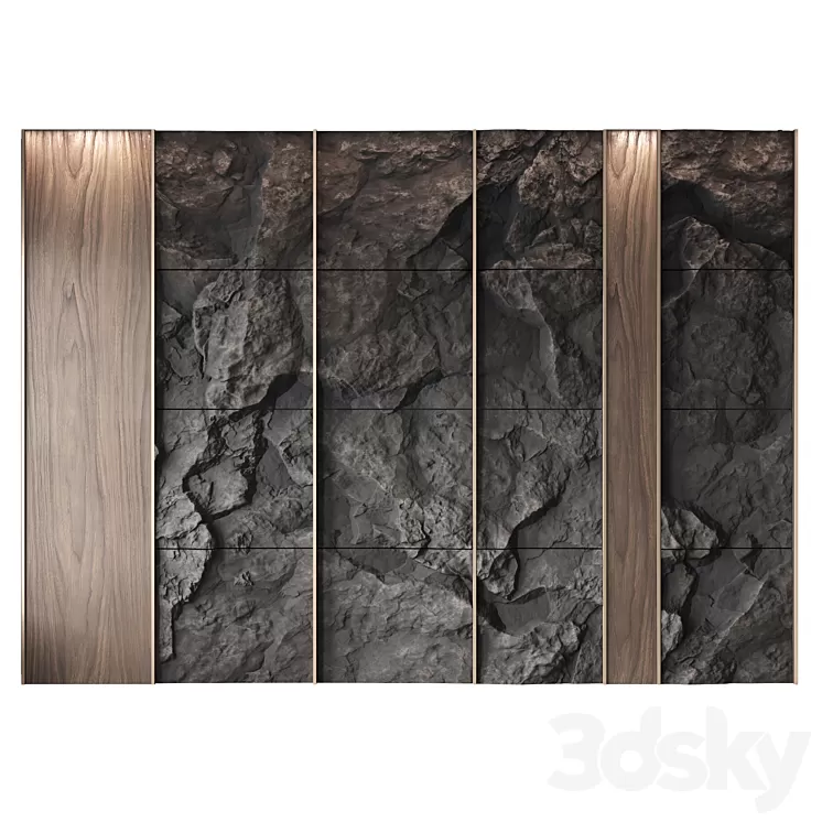 Wall rock panel №2 3D Model Free Download