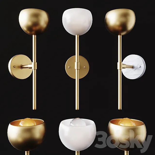 Wall Sconce  Brass & Marble Flower Sconce • “Tulip” 3DModel