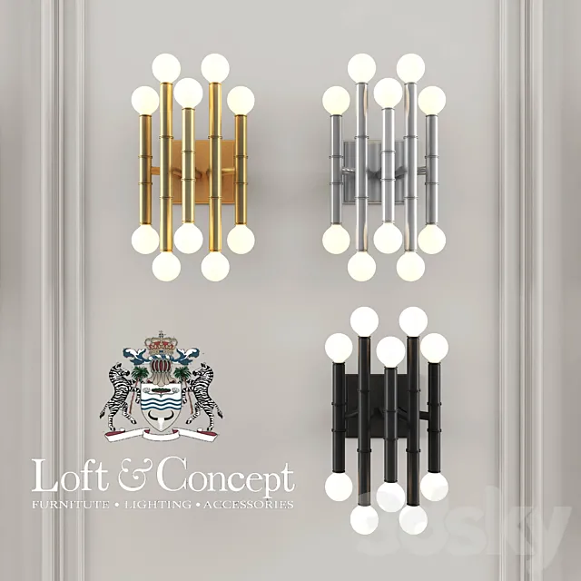 WALL SCONCE JONATHAN ADLER DESIGNED BY JONATHAN ADLER WALL SCONCE LIGHTING MEURICE FIVE-ARM 3DModel WALL SCONCE JONATHAN ADLER DESIGNED BY JONATHAN ADLER WALL SCONCE LIGHTING MEURICE FIVE-ARM 3DModel