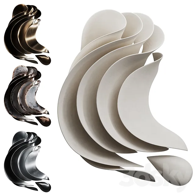 Wall sculpture Abstract Wave Vasso Fragkou 05 3D Model