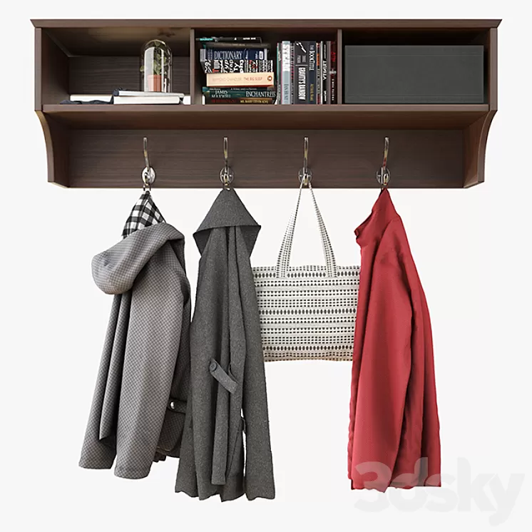 Wall Shelf With Clothes 3D Model Wall Shelf With Clothes 3D Model
