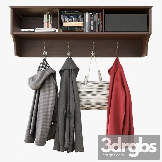 Wall Shelf With Hooks 3D Model Download
