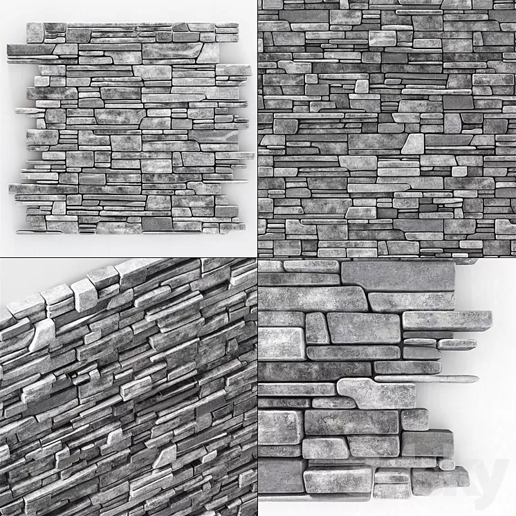 Wall stone clincer rock decor n1 3D Model