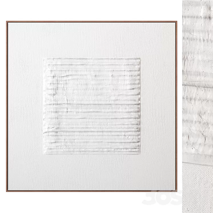 Wall textured plaster artwork in a frame 3D Model