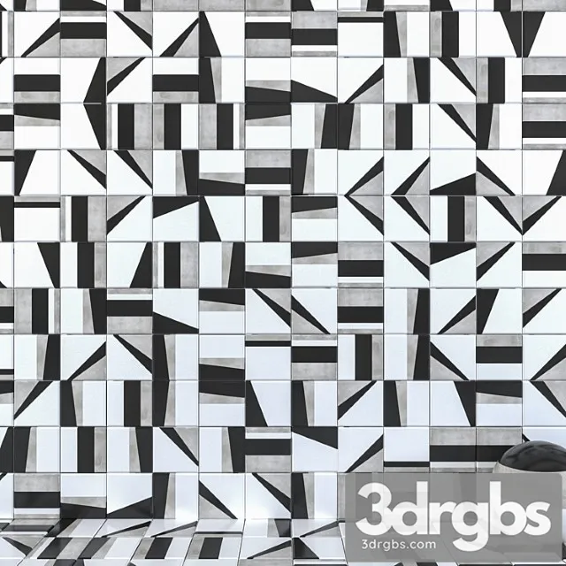 Wall tiles 265 edge mix set 1 3D Model Download