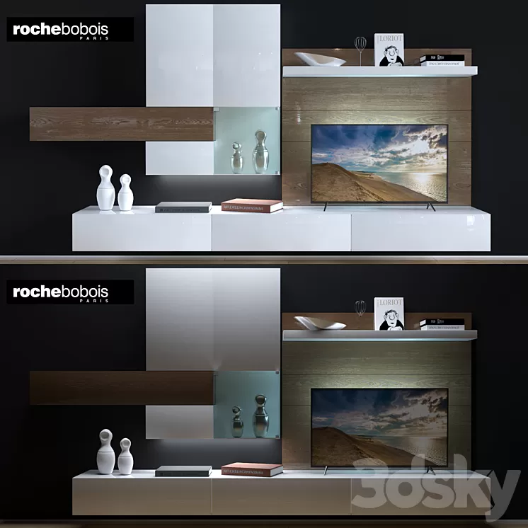 Wall TV roche-bobois logos 3D Model Wall TV roche-bobois logos 3D Model