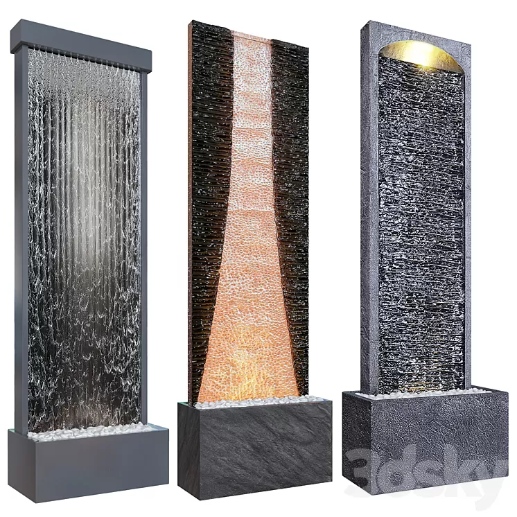 Wall watter waterfall 2 3D Model Wall watter waterfall 2 3D Model