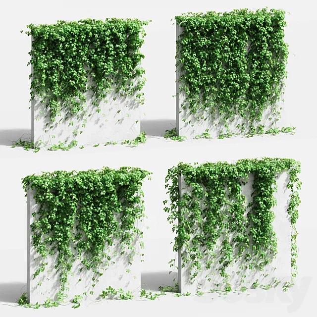 Wall with grape leaves. 4 models 3DModel Wall with grape leaves. 4 models 3DModel
