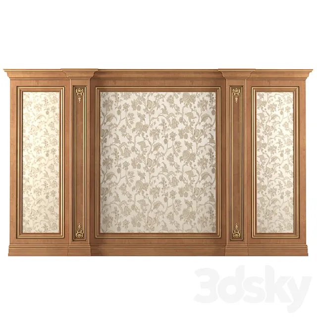 Wall wood boiserie paneling 3D Model