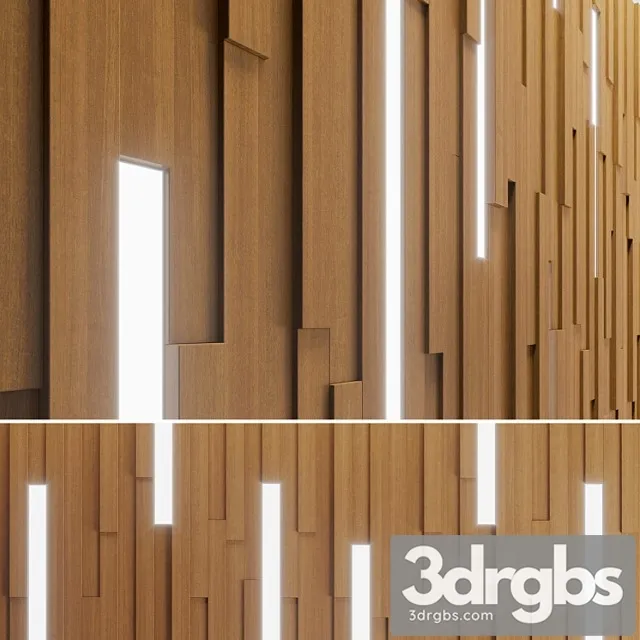 Wall Wooden Stripes 3D Model Download