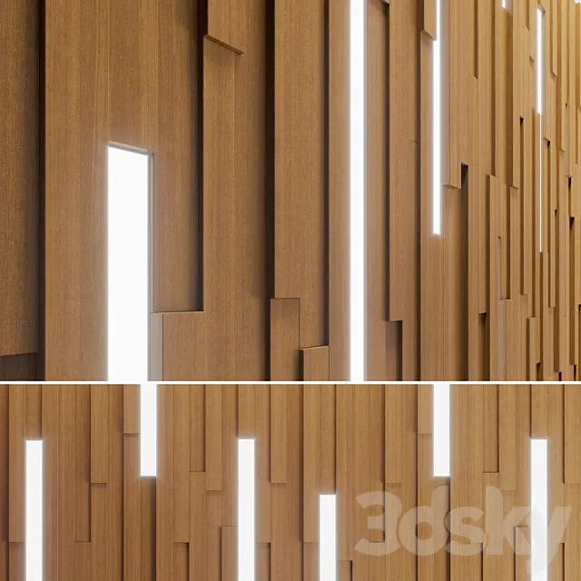 Wall Wooden Stripes 3D Model Wall Wooden Stripes 3D Model