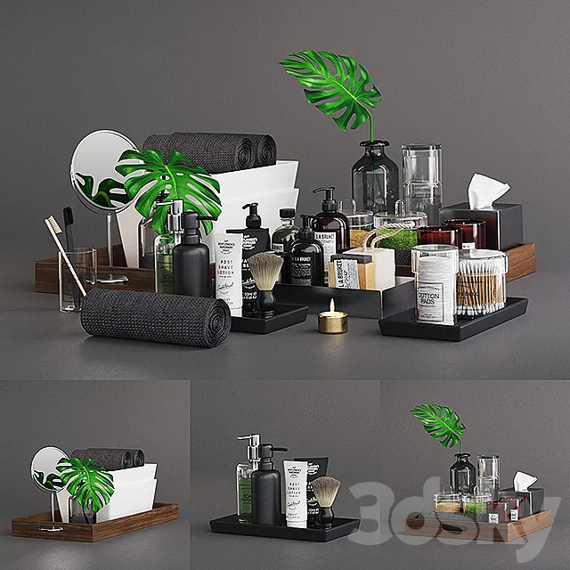 Walnut Bathroom Trays 3D Model