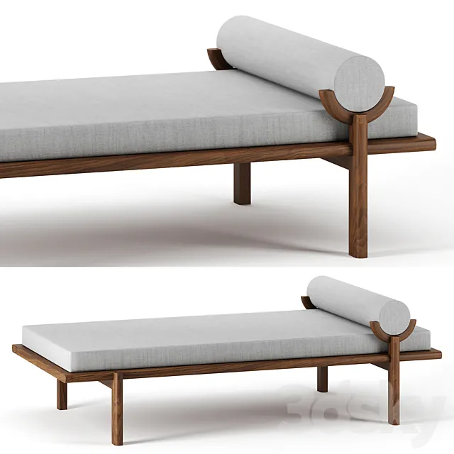 Walnut Crescent Lounge by Vonnegut Kraft 3D Model Walnut Crescent Lounge by Vonnegut Kraft 3D Model