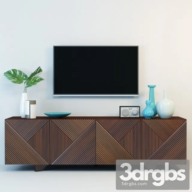 Walnut TV Cabinet 3D Model Download