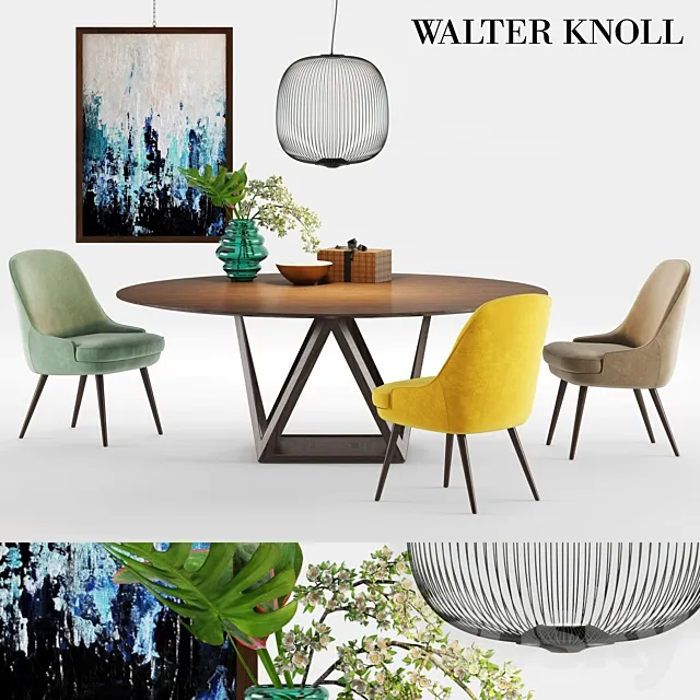Walter Knoll Tobu Table and 375 Chair 3DModel