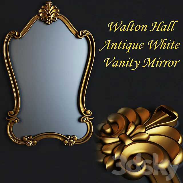 Walton Hall Antique White Vanity Mirror 3D Model