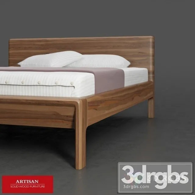 Wanut Wooden Bed 3D Model Download