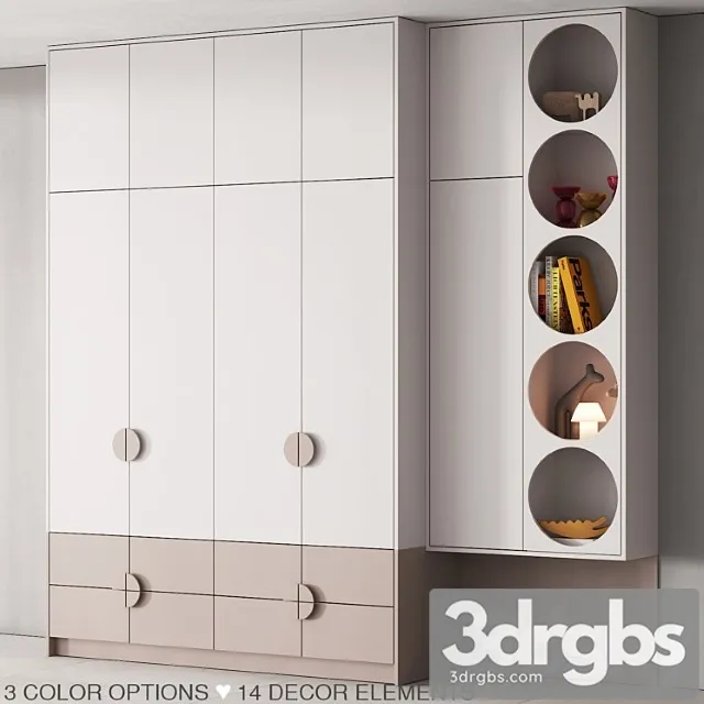 Wardrobe 199 furniture for children 01 rack with round holes 01