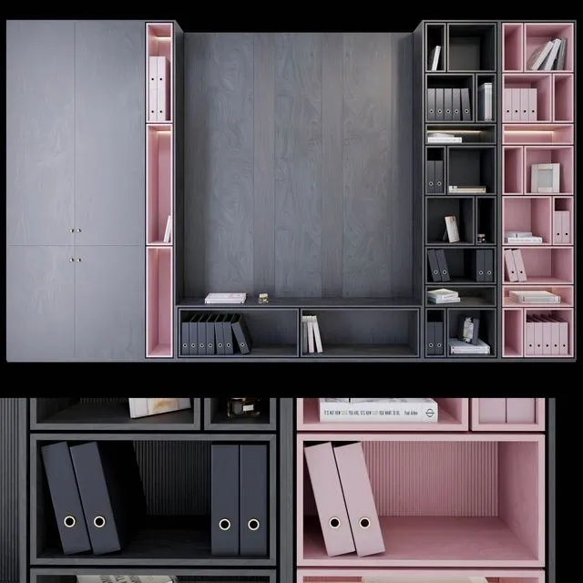 Wardrobe _ plywood black and pink 3D Model
