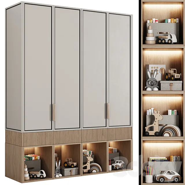Wardrobe children’s modular in a modern style 04 3D Model