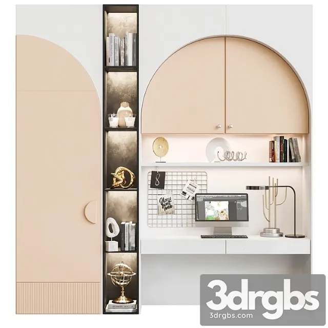 Wardrobe Children’s wardrobe with decor and workplace 3D Model Download