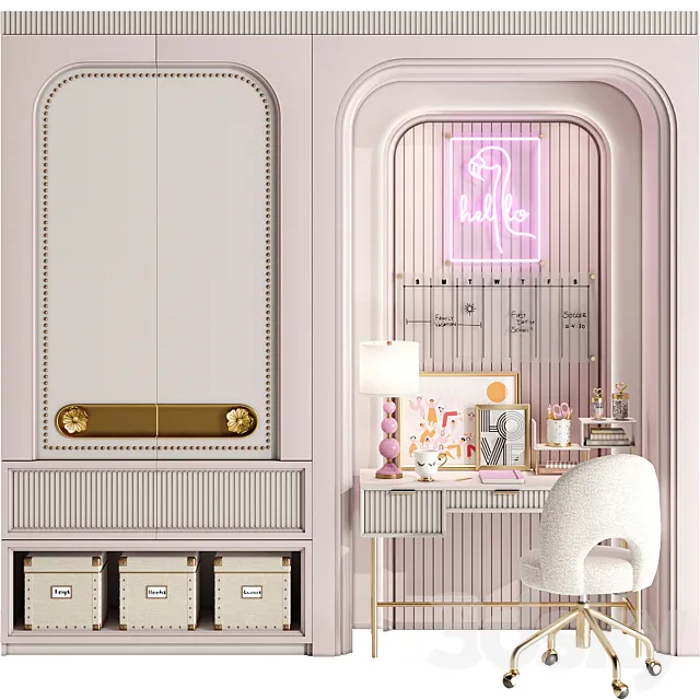 Wardrobe for Children and Teenagers 01 3D Model