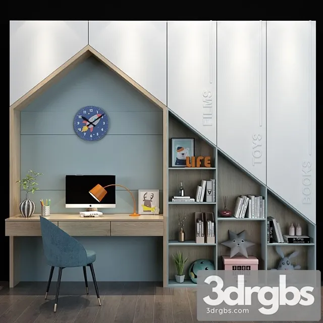Wardrobe Furniture for children set 052 3D Model Download