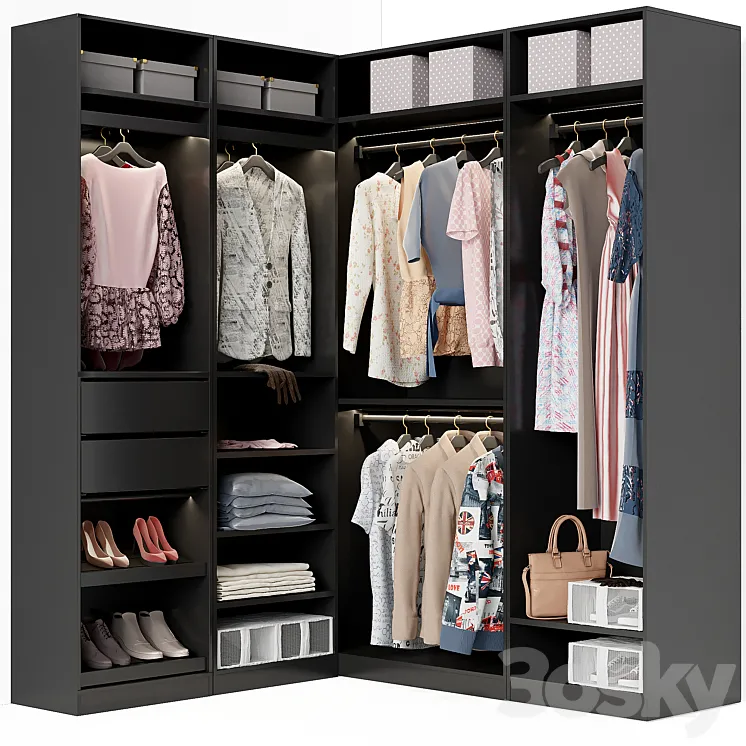 Wardrobe Ikea PAX corner 3D Model Free Download