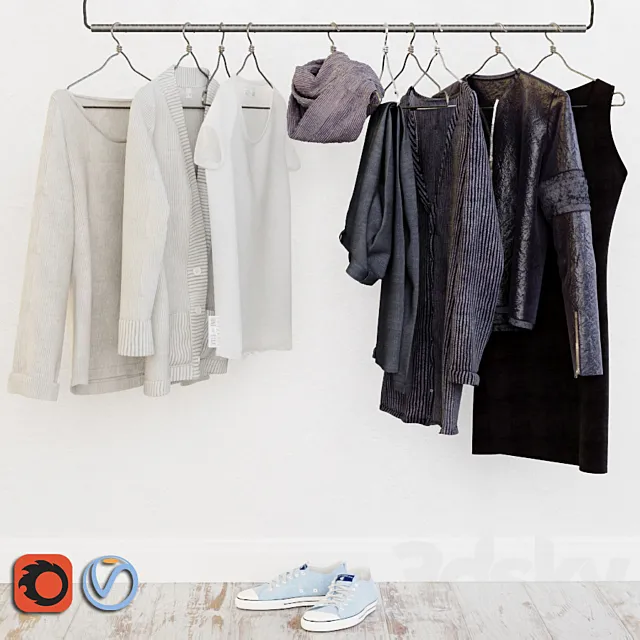 Wardrobe in the Scandinavian interior 3D Model