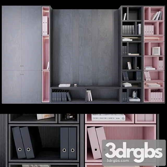 Wardrobe   plywood black and pink 3D Model Download