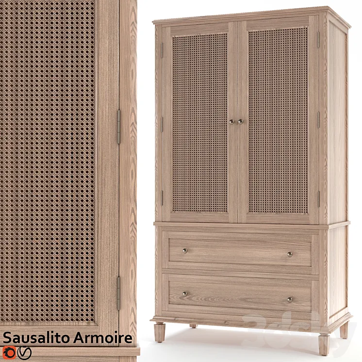 Wardrobe Potterybarn Sausalito Armoire 3D Model Free Download