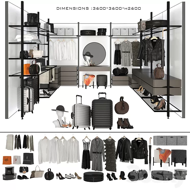 Wardrobe Raumplus Uno_4 3D Model Wardrobe Raumplus Uno_4 3D Model
