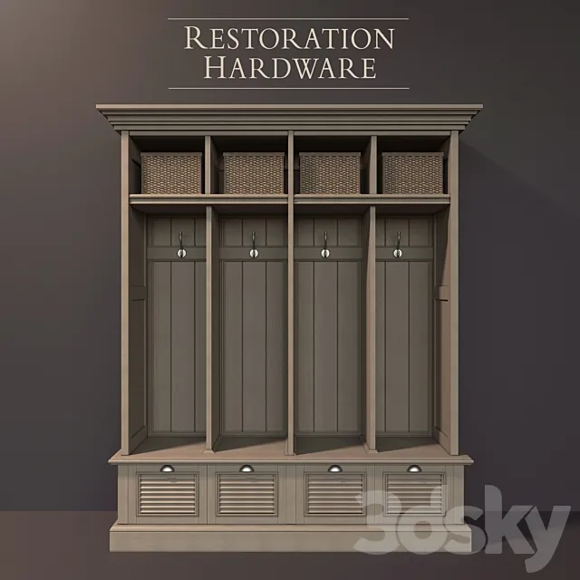 Wardrobe “RH SHUTTER 4-BIN ENTRY LOCKER” 3DModel