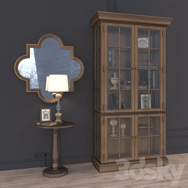 Wardrobe showcase “JORDAN CABINET” in vintage style 3D Model
