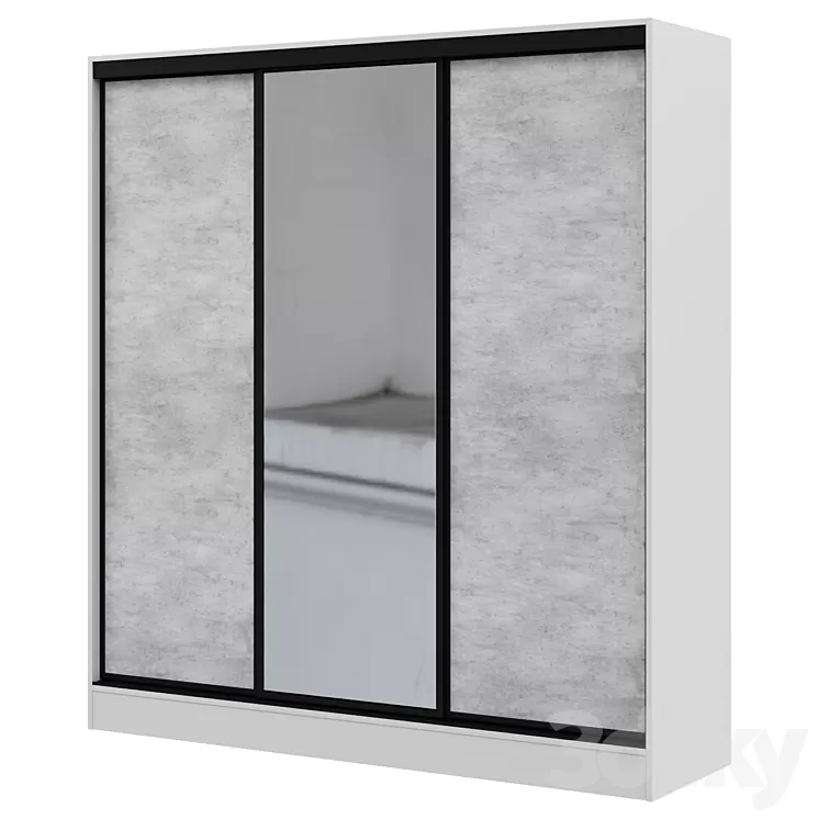 Wardrobe Sliding wardrobe 3-door Loft 210×230 cm 3D Model Free Download