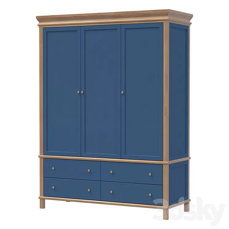 Wardrobe three-leaf Jules Verne 3D Model Free Download