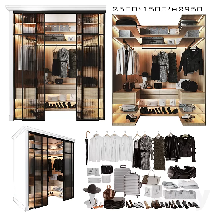 Wardrobe unit in the bedroom 3D Model