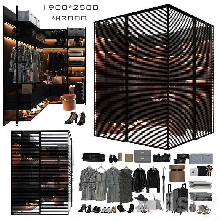 Wardrobe unit in the bedroom_3 3D Model