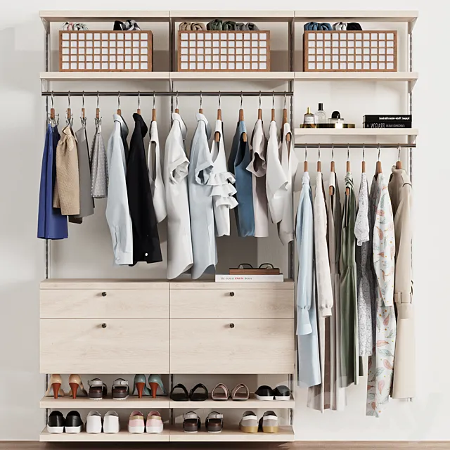 Wardrobe. wall module. dresses. clothes 2 3DModel Wardrobe. wall module. dresses. clothes 2 3DModel