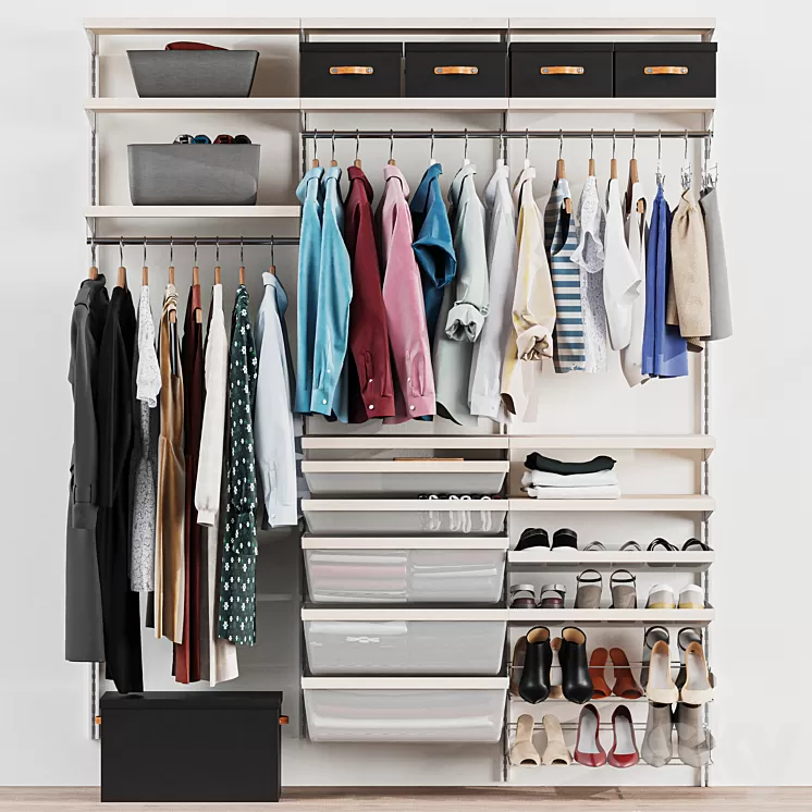 Wardrobe wall module dresses clothes 3 3D Model Free Download