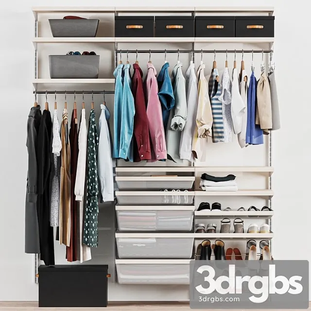 Wardrobe Wall Module Dresses Clothes 3 Clothes 3D Model Download