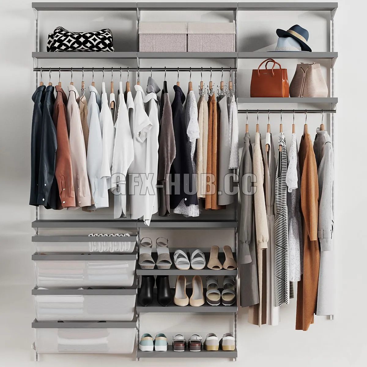 Wardrobe wall module dresses clothes 4 3D Model Wardrobe wall module dresses clothes 4 3D Model