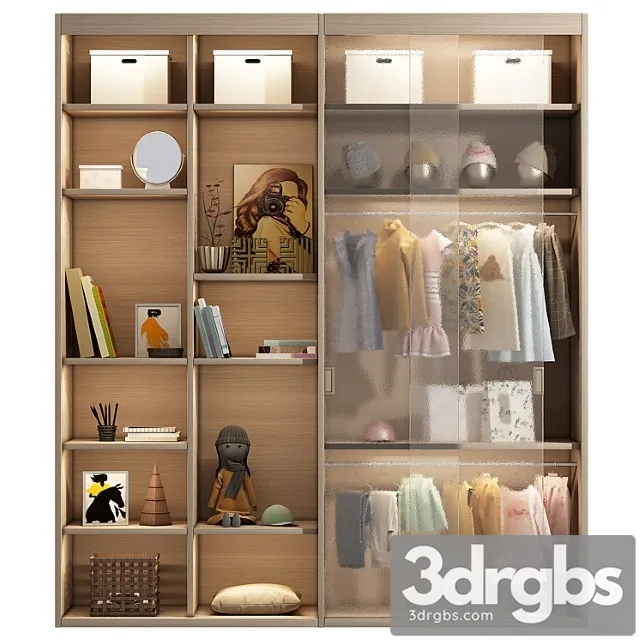 Wardrobe Wardrobe with decor 1 3D Model Download