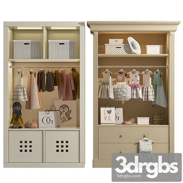 Wardrobe Wardrobe with decor 3 3D Model Download